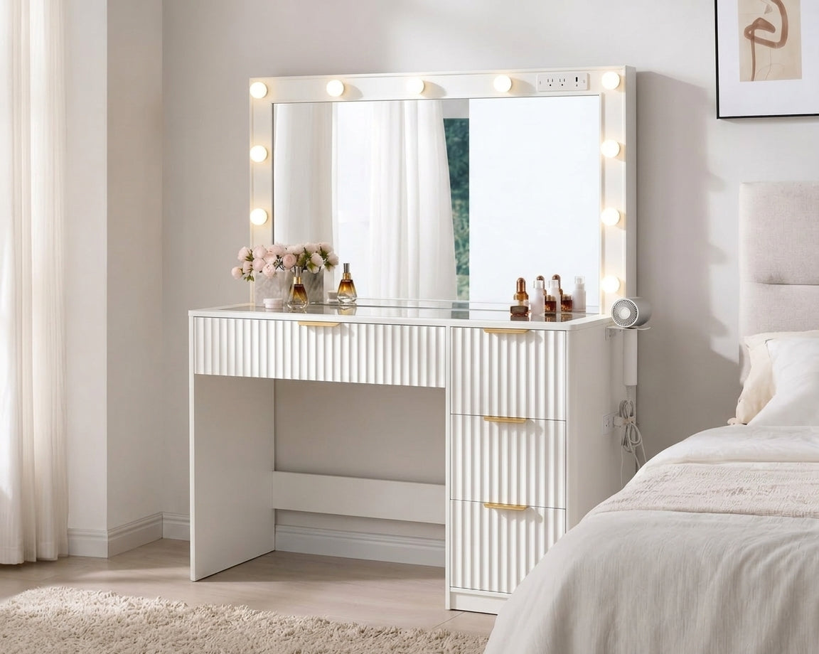 Vanity Desk with Lighted Mirror