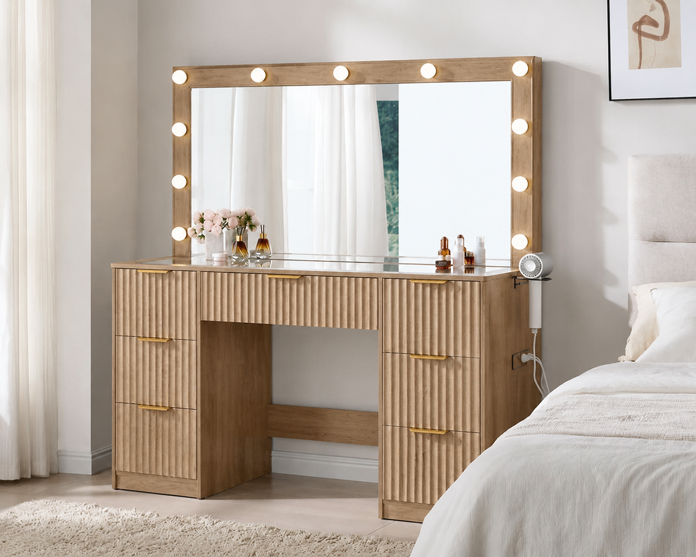 Vanity Desk with Lighted Mirror