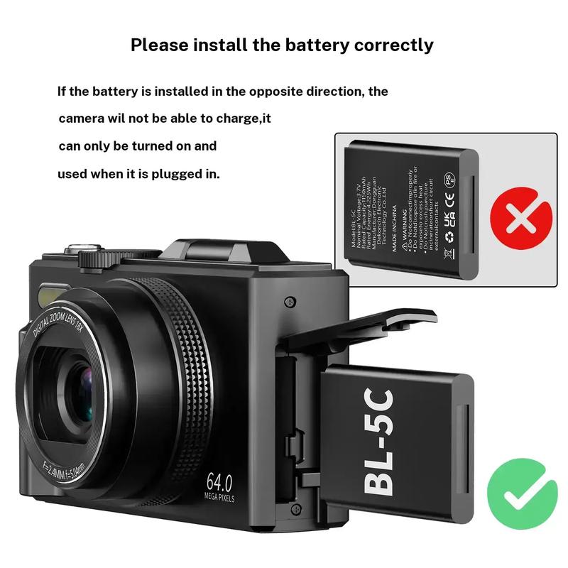 4K 64MP Vlog Camera  WiFi & Selfie Flip Screen