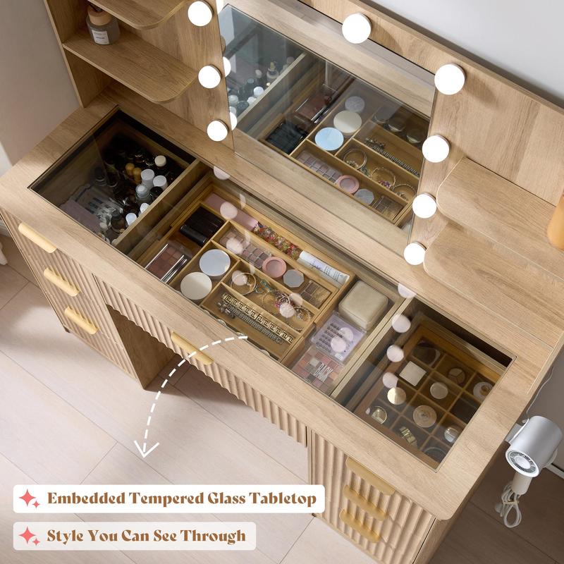 Vanity Desk with Lighted Mirror