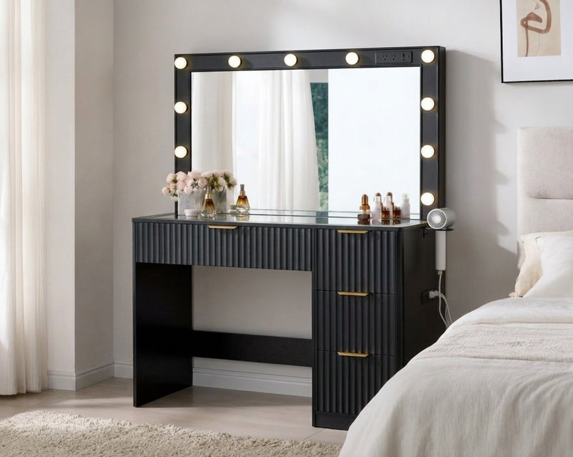 Vanity Desk with Lighted Mirror