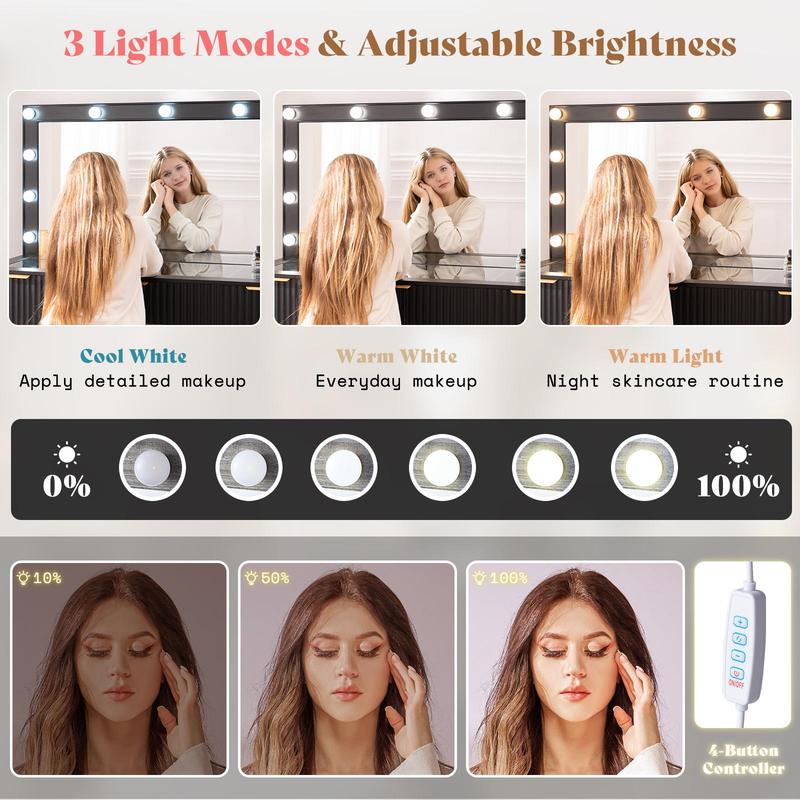 Vanity Desk with Lighted Mirror