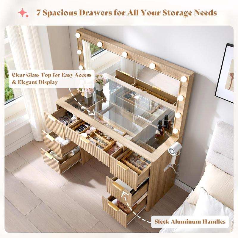 Vanity Desk with Lighted Mirror