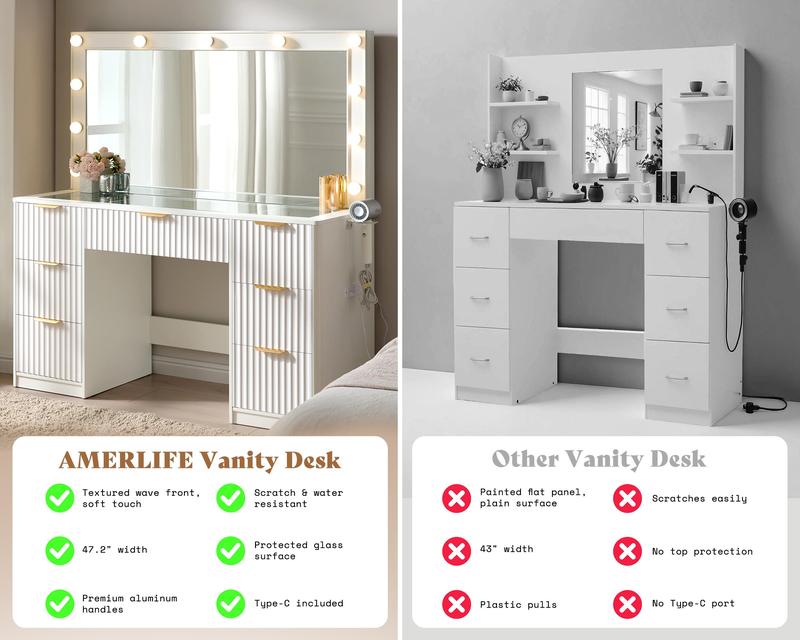 Vanity Desk with Lighted Mirror