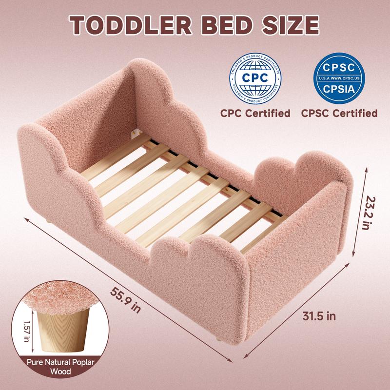 Soft Upholstered Kids Bed with Rounded Safety Rails