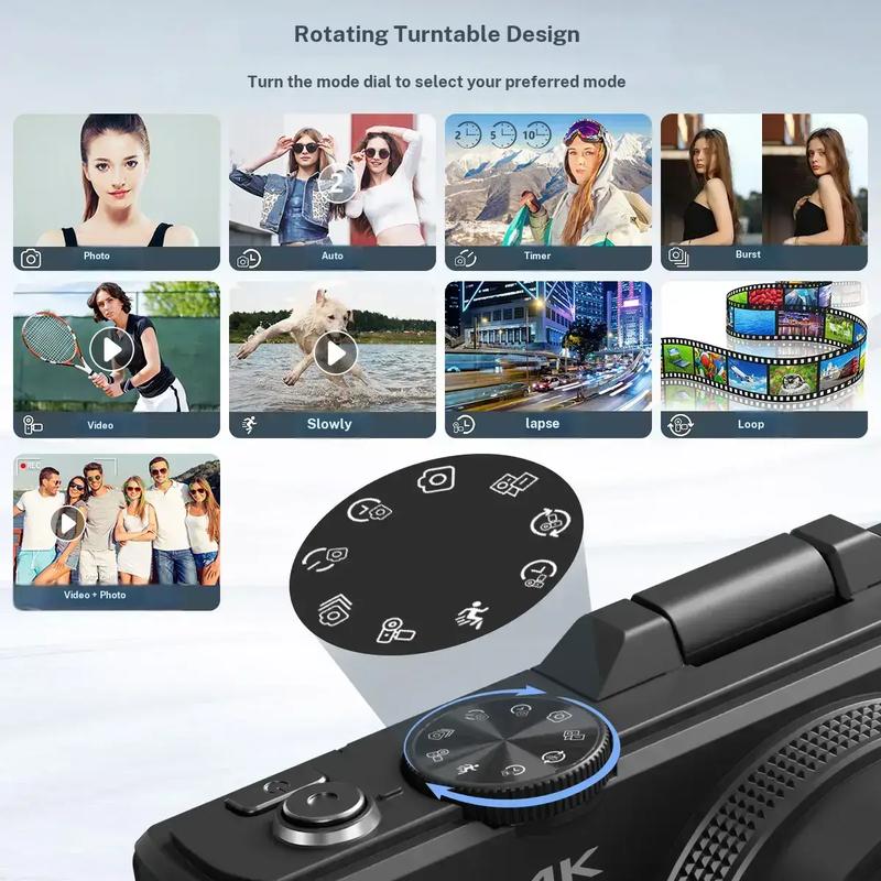 4K 64MP Vlog Camera  WiFi & Selfie Flip Screen