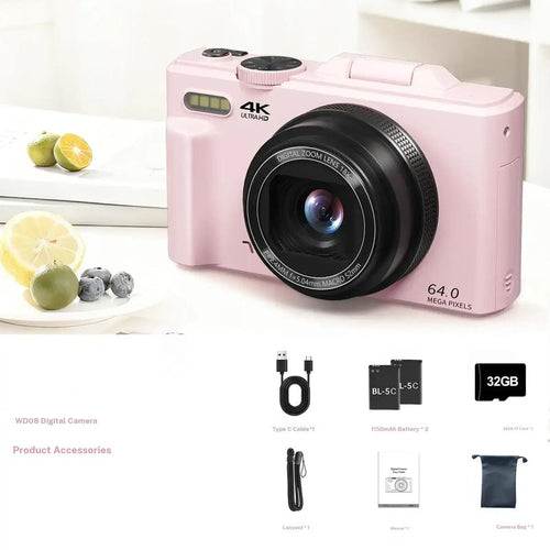 4K 64MP Vlog Camera  WiFi & Selfie Flip Screen