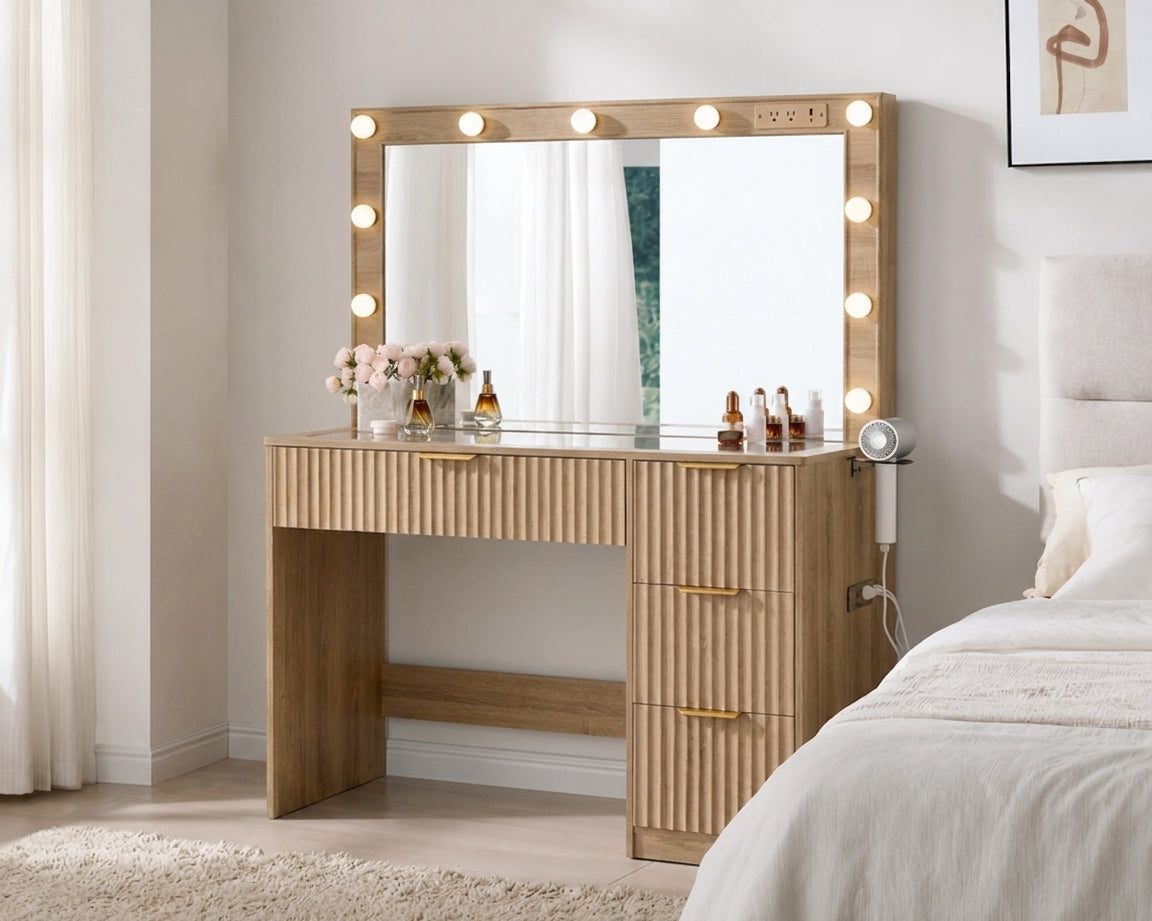 Vanity Desk with Lighted Mirror