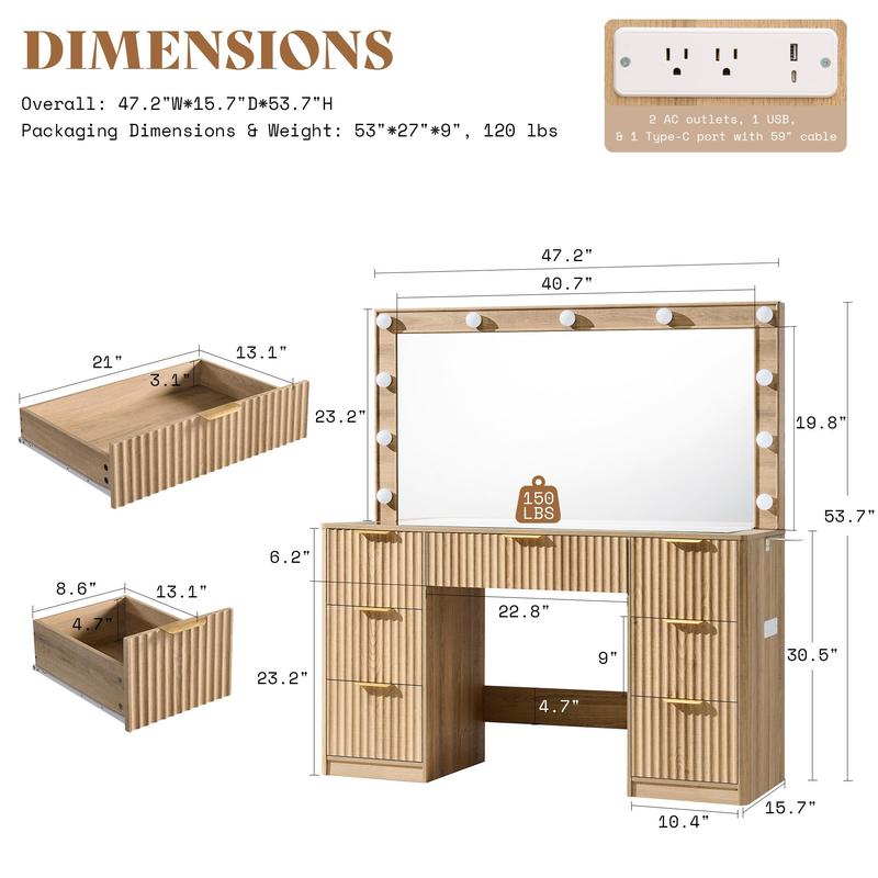 Vanity Desk with Lighted Mirror