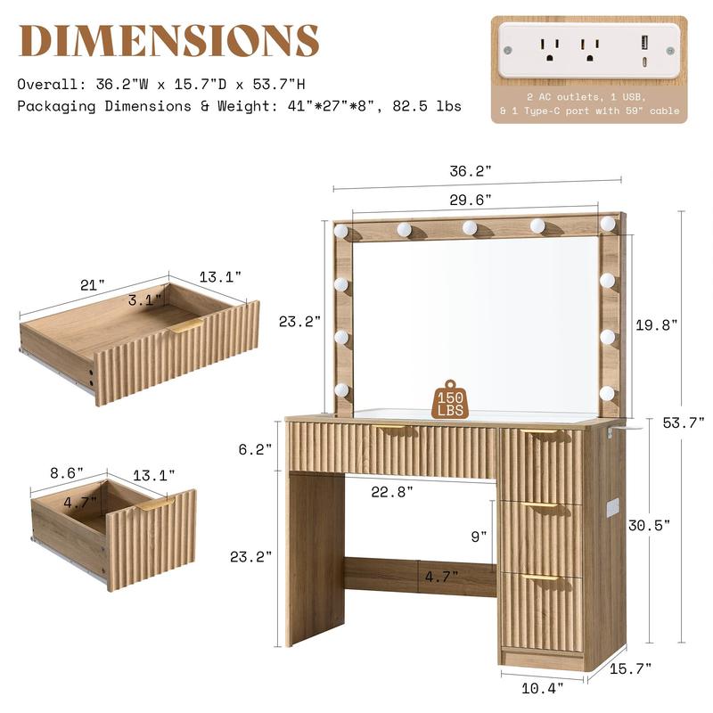 Vanity Desk with Lighted Mirror